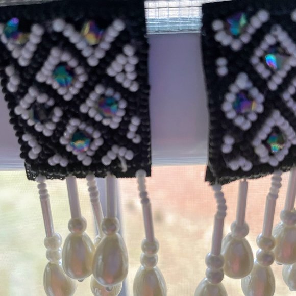 Diamond Multi mixed Iridescent Beads Choker Necklace Set with Earrings - Picture 3 of 5